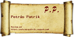 Petrás Patrik névjegykártya